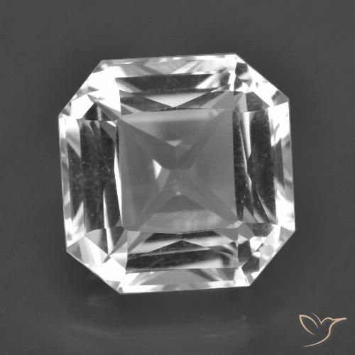 Quartzo branco natural 8,72ct, corte esmeralda, VVS