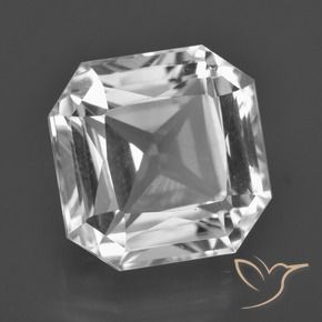 Quartzo branco natural 8,72ct, corte esmeralda, VVS