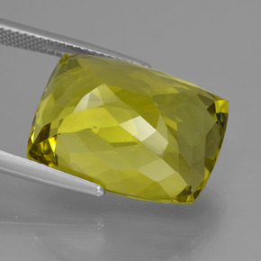 Quartzo amarelo natural 22,65ct, almofada cortada, VVS