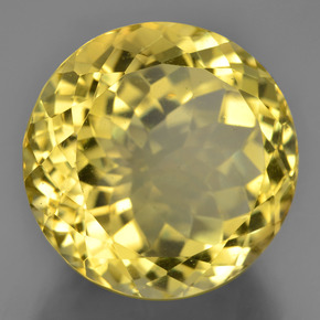 Quartzo amarelo natural 24,67ct, corte redondo, VS