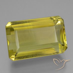 Quartzo Amarelo claro médio Natural 15.59ct, Corte Octógono / Esmeralda, VVS-VS