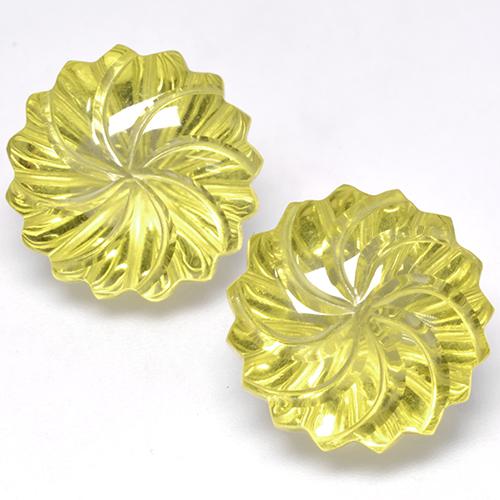 Pedras preciosas de quartzo amarelo natural de 24,54 ct, corte flor, transparente