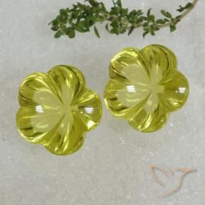 Pedras preciosas de Quartzo Limão amarelo natural de 64.06 ct, Flor cortada, Transparente