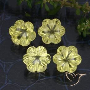 Pedras preciosas de Quartzo Amarelo esverdeado natural de 16.85 ct, Flor cortada, Transparente
