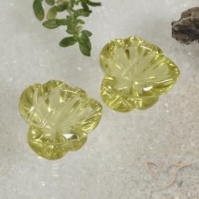 Pedras preciosas de Quartzo Amarelo esverdeado natural de 13.98 ct, Flor cortada, Transparente