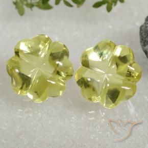 Pedras preciosas de Quartzo Amarelo esverdeado natural de 19.52 ct, Flor cortada, Transparente