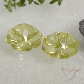 Pedras preciosas de Quartzo Amarelo esverdeado natural de 19.52 ct, Flor cortada, Transparente