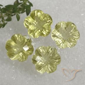Pedras preciosas de Quartzo Amarelo esverdeado natural de 14.29 ct, Flor cortada, Transparente