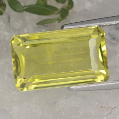 4.46ct Natural Amarelo Abacaxi Claro Quartzo, Corte Esmeralda, VVS-VS