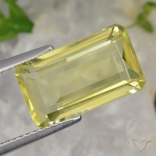 5.64ct Natural Luz amarela Quartzo, Corte Esmeralda, VS