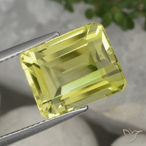 9.06ct Natural Amarelo Abacaxi Claro Quartzo, Corte Octógono / Esmeralda, VVS-VS, Photo A