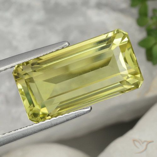 8.34ct Natural Verde amarelo Quartzo, Corte Esmeralda, VVS-VS