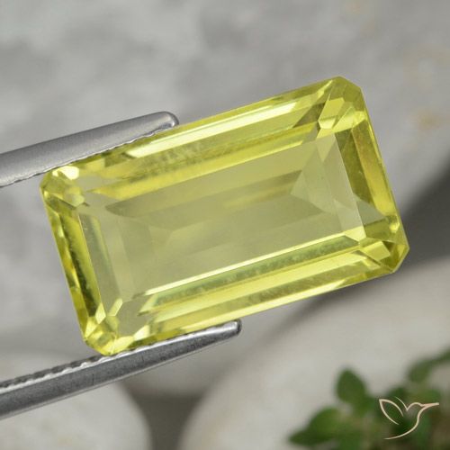 6.90ct Natural Limão amarelo Quartzo, Corte Esmeralda, VVS-VS