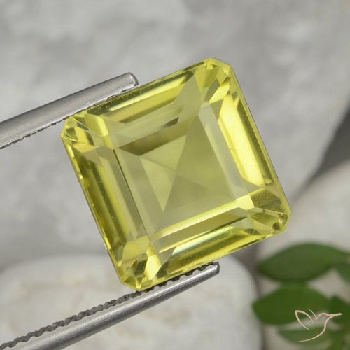9.98ct Natural Luz amarela Quartzo, Corte Octógono / Esmeralda, VVS-VS, Photo A