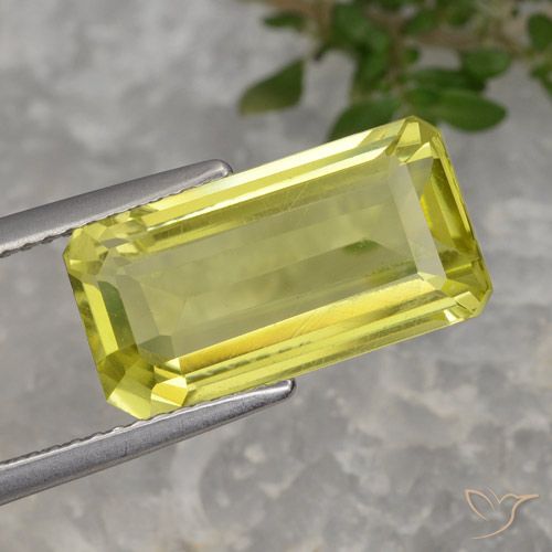 5.60ct Natural Luz amarela Quartzo, Corte Esmeralda, VVS-VS