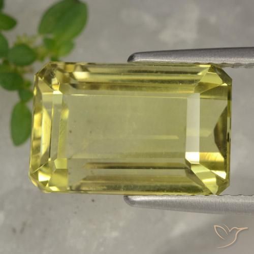 Quartzo Amarelo claro Natural 6.42ct, Corte Octógono / Esmeralda, VVS-VS