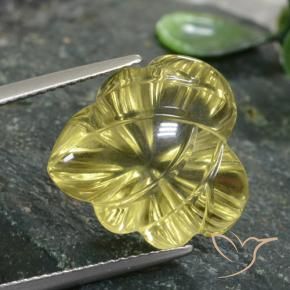 Quartzo Amarelo claro médio Natural 12.47ct, Flor cortada, Transparente