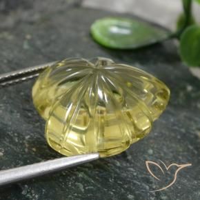 Quartzo Amarelo claro médio Natural 12.47ct, Flor cortada, Transparente