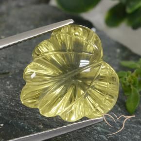 Quartzo Amarelo esverdeado Natural 11.72ct, Flor cortada, Transparente