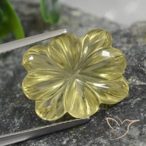 Quartzo Amarelo claro médio Natural 9.60ct, Flor cortada, Transparente