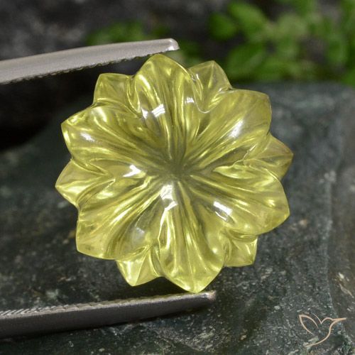 12.77ct Natural Luz amarela Quartzo, Flor cortada, Transparente