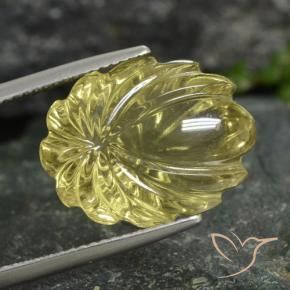 Quartzo Amarelo claro médio Natural 12.77ct, Flor cortada, Transparente