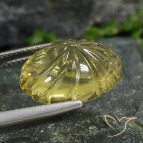 Quartzo Amarelo claro médio Natural 12.77ct, Flor cortada, Transparente