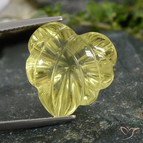 12.97ct Natural amarelo médio Quartzo, Flor cortada, Transparente
