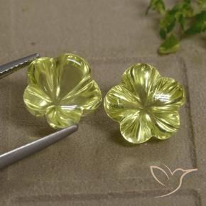 Pedras preciosas de Quartzo Amarelo Esverdeado Claro natural de 13.63 ct, Flor cortada, Transparente