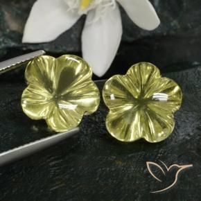 Pedras preciosas de Quartzo Amarelo Esverdeado Claro natural de 15.13 ct, Flor cortada, Transparente