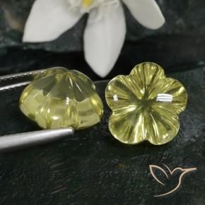 Pedras preciosas de Quartzo Amarelo Esverdeado Claro natural de 15.13 ct, Flor cortada, Transparente