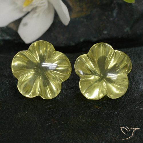 14.24ctw Natural Amarelo esverdeado Quartzo, Flor cortada, Transparente