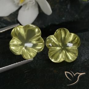 Pedras preciosas de Quartzo Amarelo esverdeado natural de 14.24 ct, Flor cortada, Transparente