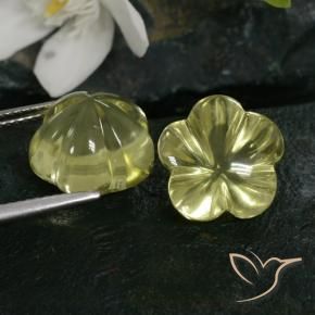 Pedras preciosas de Quartzo Amarelo esverdeado natural de 14.24 ct, Flor cortada, Transparente