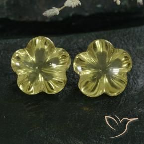 Pedras preciosas de Quartzo Amarelo esverdeado natural de 8.80 ct, Flor cortada, Transparente