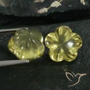 Pedras preciosas de Quartzo Amarelo esverdeado natural de 8.80 ct, Flor cortada, Transparente
