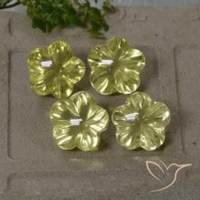 Pedras preciosas de Quartzo Amarelo esverdeado natural de 18.70 ct, Flor cortada, Transparente