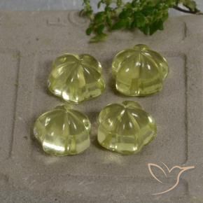 Pedras preciosas de Quartzo Amarelo esverdeado natural de 18.70 ct, Flor cortada, Transparente