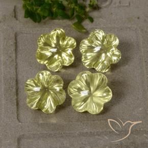 Pedras preciosas de Quartzo Amarelo esverdeado natural de 11.71 ct, Flor cortada, Transparente