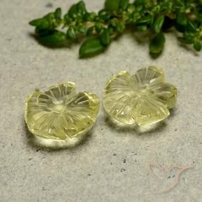 Pedras preciosas de Quartzo Amarelo Creme Pálido natural de 6.36 ct, Flor cortada, Transparente