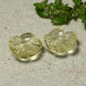 Pedras preciosas de Quartzo Amarelo Creme Pálido natural de 5.37 ct, Flor cortada, Transparente