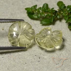 Pedras preciosas de Quartzo Amarelo Creme Pálido natural de 5.37 ct, Flor cortada, Transparente