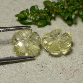 Pedras preciosas de Quartzo Amarelo Creme Pálido natural de 6.21 ct, Flor cortada, Transparente