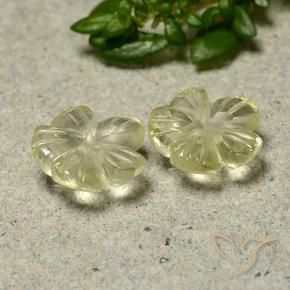 Pedras preciosas de Quartzo Amarelo Creme Pálido natural de 2.39 ct, Flor cortada, Transparente
