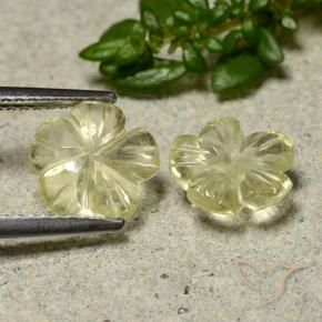 Pedras preciosas de Quartzo Amarelo Creme Pálido natural de 2.39 ct, Flor cortada, Transparente