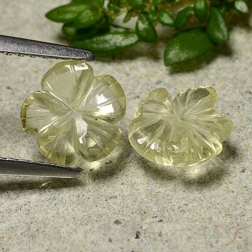 2.00ctw Natural amarelo médio Quartzo, Flor cortada, Transparente