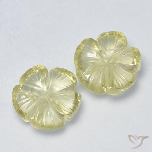 Pedras preciosas de Quartzo Amarelo claro natural de 4.36 ct, Flor cortada, Transparente