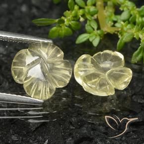 Pedras preciosas de Quartzo Amarelo esverdeado natural de 4.68 ct, Flor cortada, Transparente