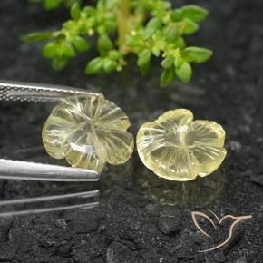 Pedras preciosas de Quartzo Amarelo Creme Pálido natural de 6.13 ct, Flor cortada, Transparente