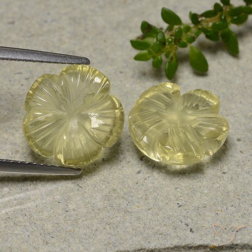 7.61ctw Natural amarelo médio Quartzo, Flor cortada, Transparente